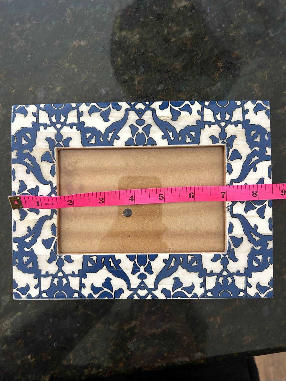 Decorative blue and ivory Patterned Photo Frame - Picture 5 of 9